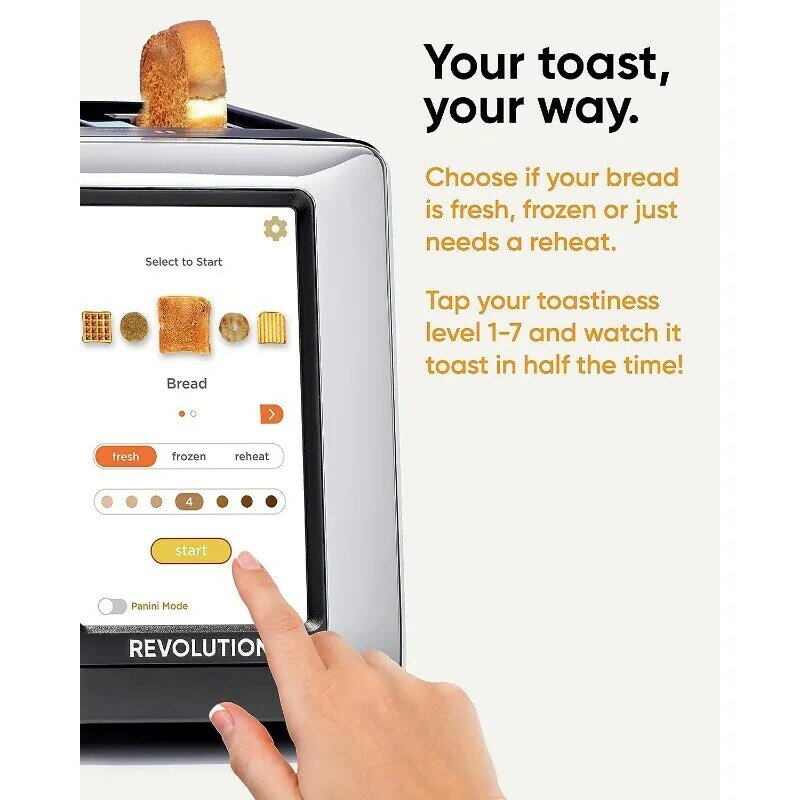 Grille-pain intelligent à écran tactile haute vitesse Revolution R180B, technologie InstaGLO Danse etée, presse à panini Revolution Toastie