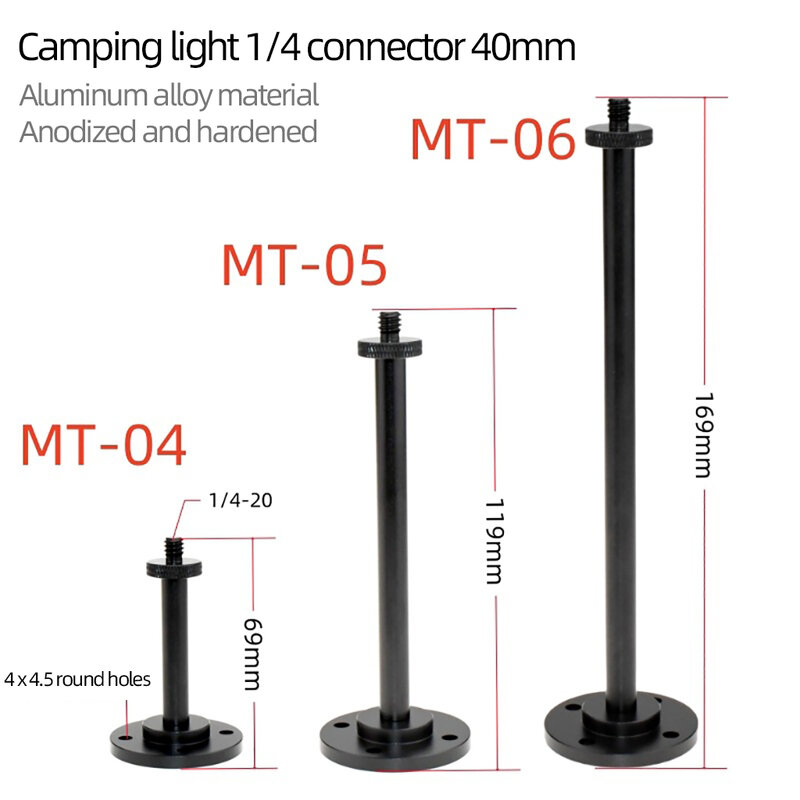 Light Bracket Mount 1/4-20 Screw Extended Pole Multi-function for Outdoor Camping Lamp Holder Photography Light Stand Accessory