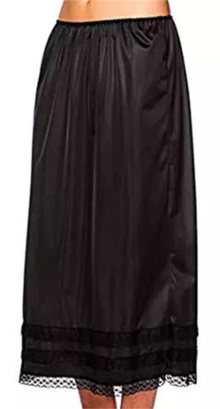 Falda interior de encaje para mujer, enagua debajo del vestido, falda larga de seguridad, gran tamaño