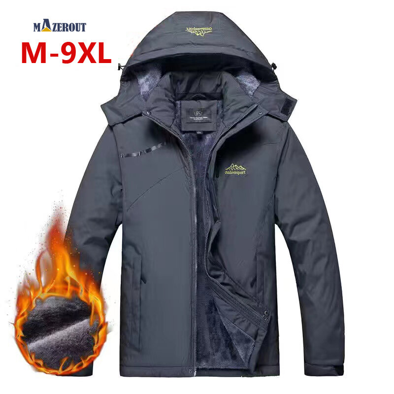Mantel ukuran besar pria wanita, jaket penahan angin tahan air mendaki Trekking ikan Ski Kemah, mantel hangat ukuran besar M-9XL Musim Dingin 2022