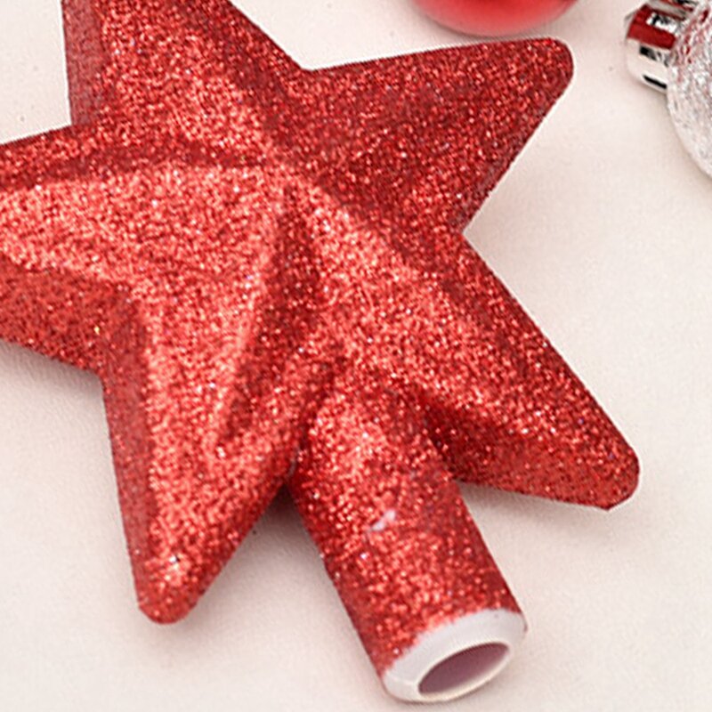 Colorido Glitter Christmas Tree Ball, Baubles, Top Star Decor Suprimentos, Xmas Party, Casa, Jardim, Novo, 30 pcs por conjunto