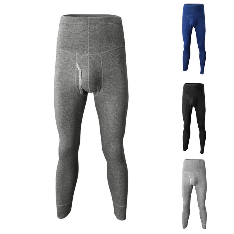 Men Thermal Underwear Bottoms Autumn Ultra Soft Fleece Lined Sleep Bottoms Hight Waist Warm Pants Super Elasticity Leggings