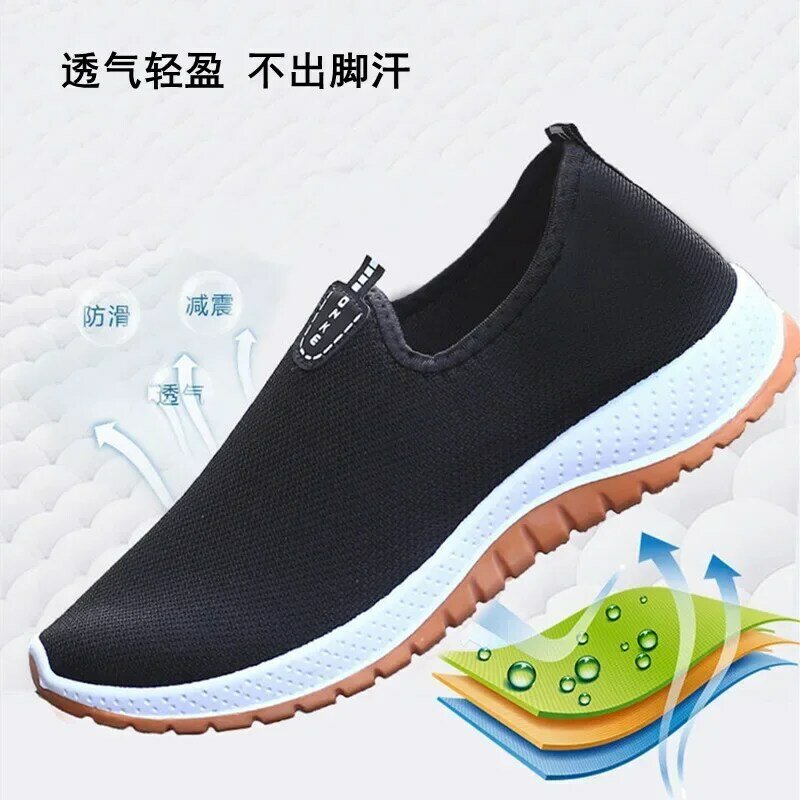 Zapatos informales para hombre, Zapatillas de malla transpirable con suela suave para deportes y actividades de ocio