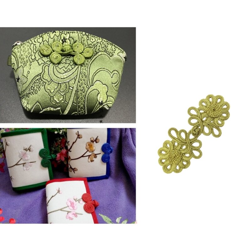 652F Sunflower Shape Chinese Cheongsam Knot Button Closure Ribbon Gold Wire Fastener Hanfu Tang Shirt Suit DIY Sewing Craft