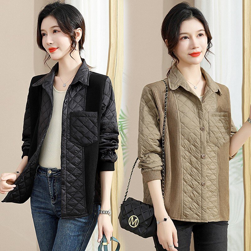 여성용 셔츠 퀼트 코트, 가벼운 얇은 코트, 하라주쿠 코튼 패딩 파카, 한국 의류, 여성 외투, 가을 겨울