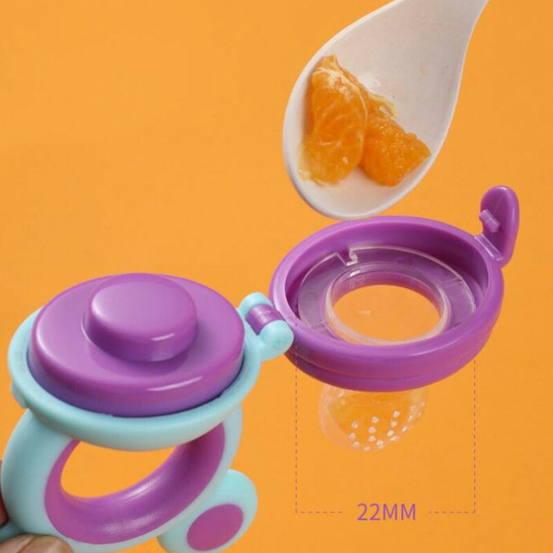 Utensílios de alimentação de frutas de bebê Mordedor de silicone comestível 0 a 3 anos, Bolsa de purê de bebê, Teething Stick, Cute Bear Ears