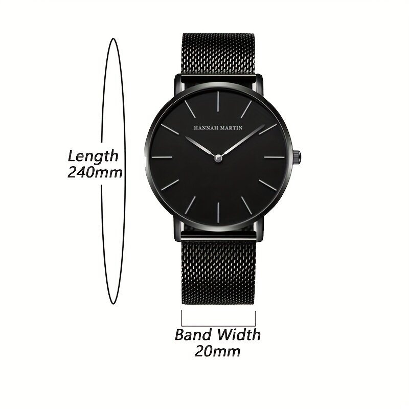 Mode einfache Männer Uhr Hannah Martin Top Marke japanische Uhrwerk Luxus klassisches Design ultra dünne Quarz Armbanduhren für Männer