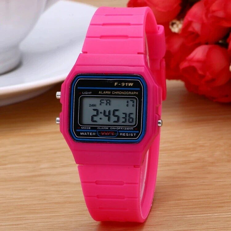 Alarm clock silicone waterproof timing multi-functional outdoor sports F91 electronic watch fashion trend personality of childre