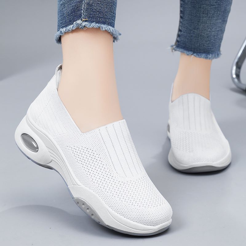Sepatu pantofel datar wanita, sneaker perempuan Anti Slip sol tebal lembut nyaman Anti aus