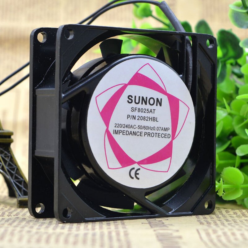Вентилятор охлаждения для SUNON SF8025AT P/N 2082HBL 220 В переменного тока, вентилятор с двойным шарикоподшипником, осевой вентилятор 80*80*25 мм 80 мм
