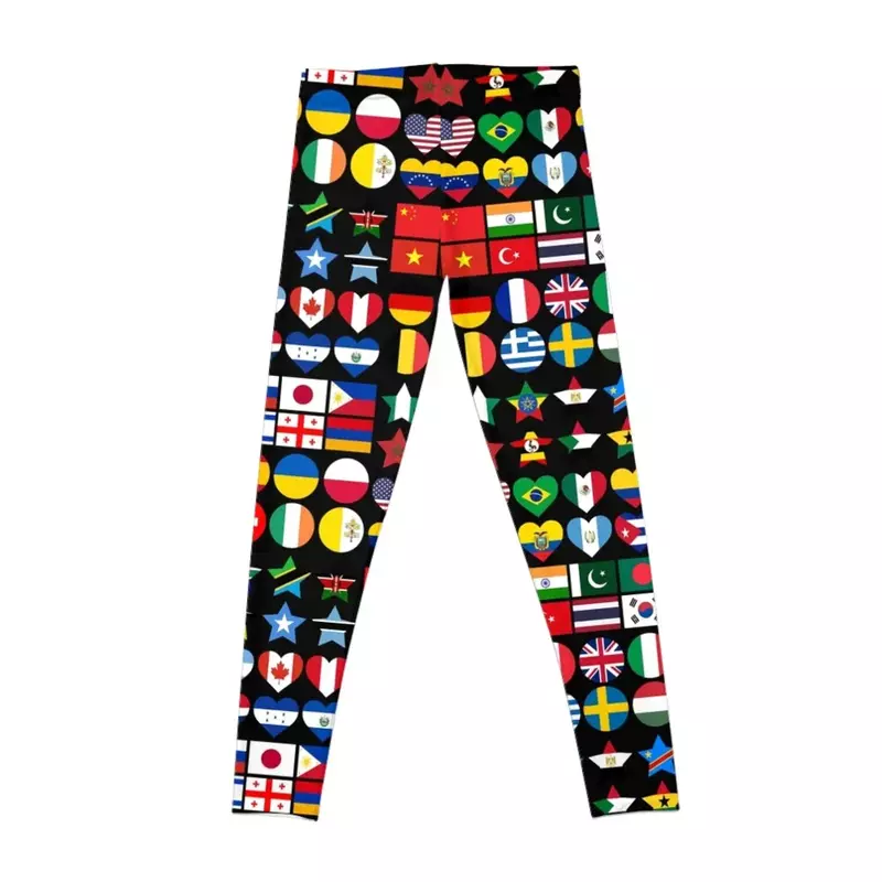 Flags of Countries of the Worlds in Geometric Shapes Leggings Fitness clothing jogging pants Womens Leggings