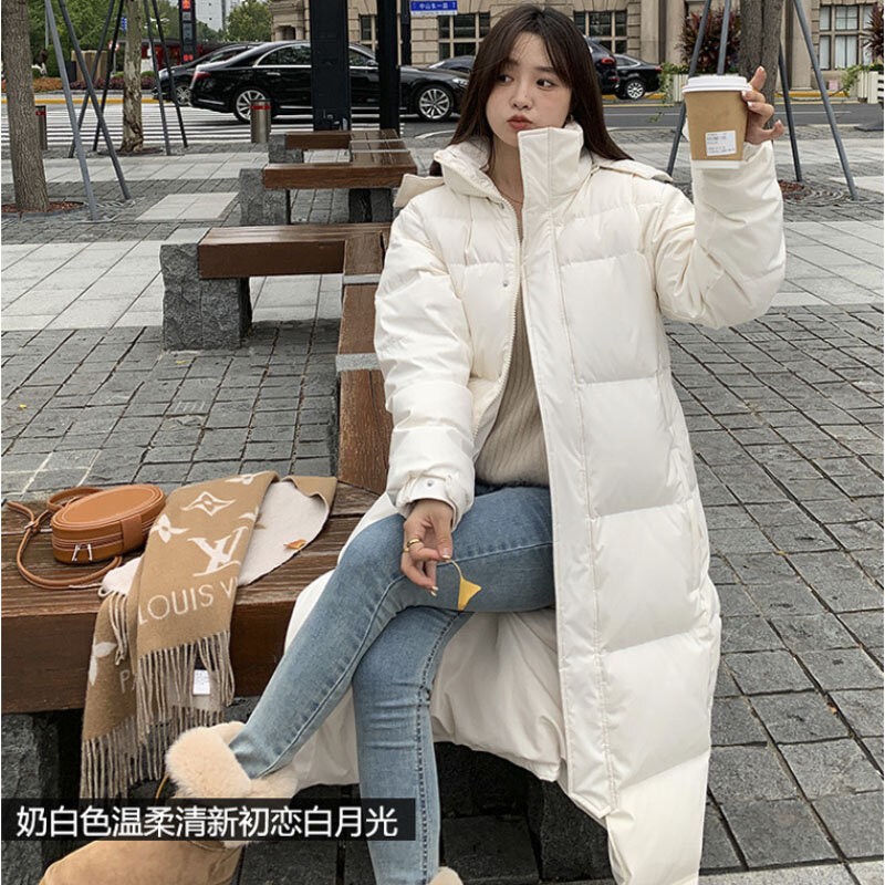 Winter warme Mode Daunen jacken Frauen Kapuze Harajuku Vintage lose hochwertige mittellange Mantel wind dichten Mantel