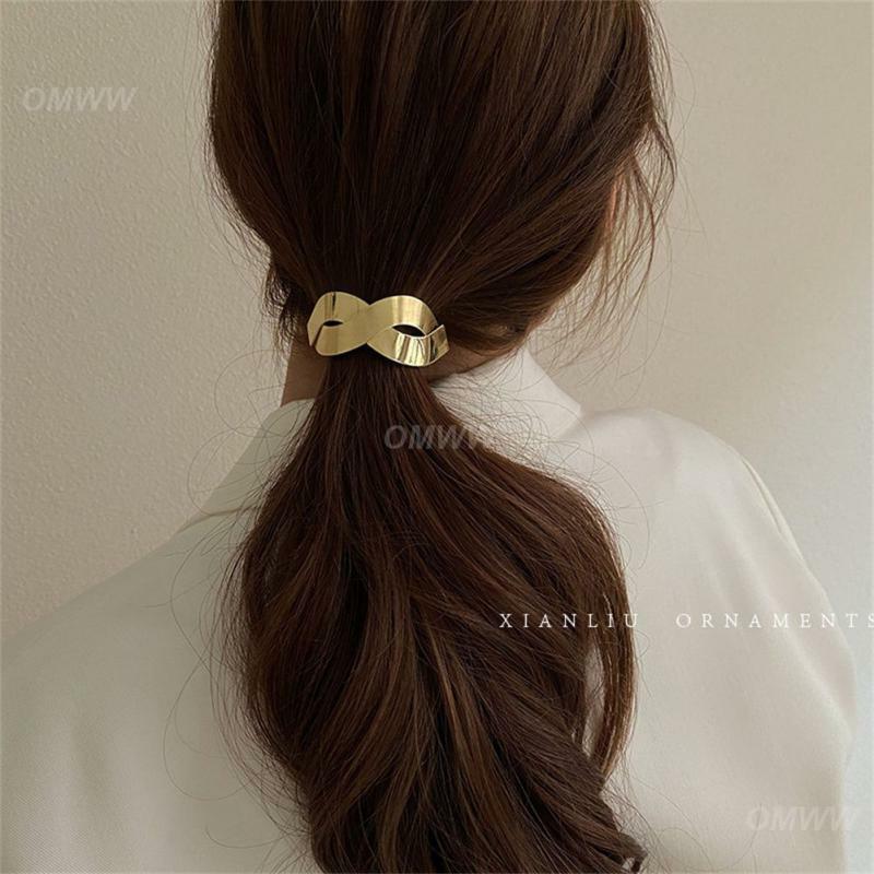 Simple Metal Wire Drawing Hair Rope Female High Elastic Rubber Band Head Rope Temperament Casual Hair Ring Headdress
