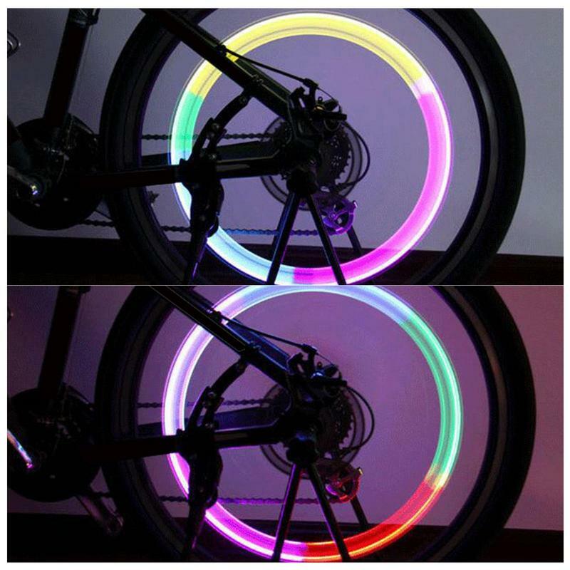 Penutup katup ban sepeda, batang katup cahaya LED tutup batang ban LED penutup katup lampu roda LED tutup katup udara