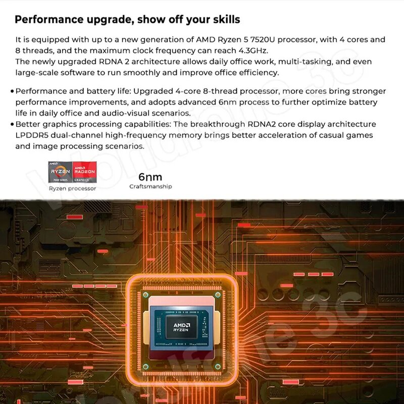 Lenovo Yangtian V15 тонкий ноутбук AMD R3-7320U/R5-7520U встроенная графика 8G LPDDR5 ОЗУ 512G SSD 15,6 дюймов FHD ноутбук ПК 2023