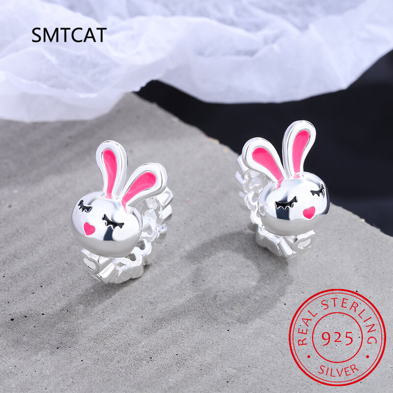 Girls 925 Sterling Silver Cute Rabbit CZ Tiny Hoop Earrings for Girls Wedding Party Fine S925 Jewelry DS3930