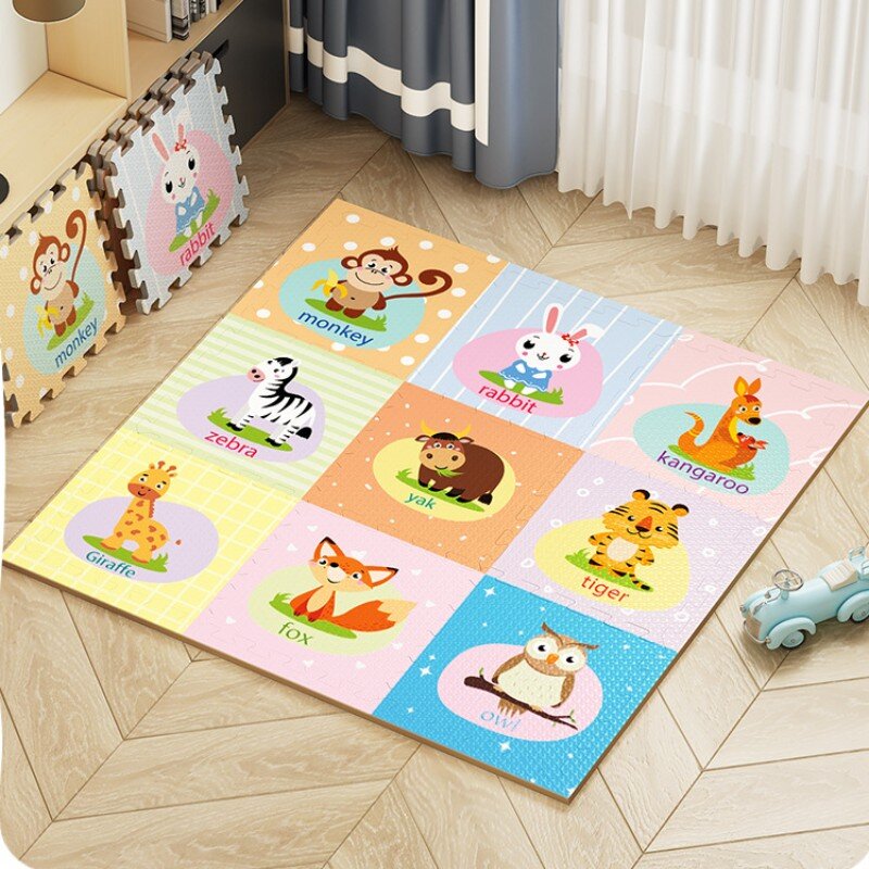 Alfombrillas de juego de animales para bebés, tapete de 9 piezas de juego, 30x30cm, para actividades, para habitación de juegos