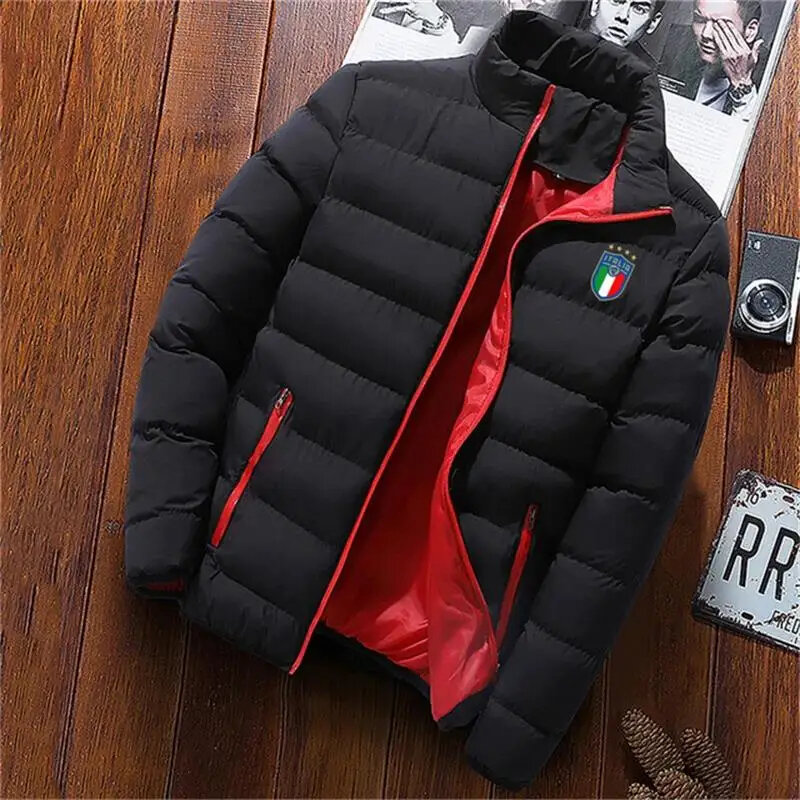 Winter coat fashion stand collar, outdoor camping coat, men's solid color thickened jacket, men's parka warm jacket