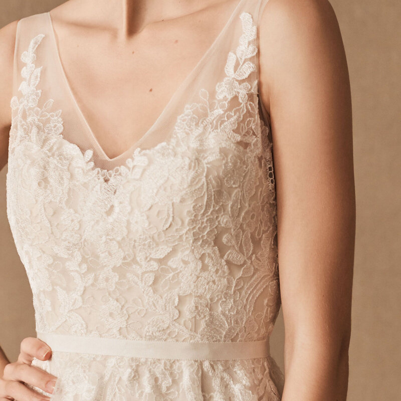 New Fashion Appliques Lace Sleeveless Sashes Tulle A-Line Wedding Dress 2022 Bridal Gown Beach Vestido De Novia Custom Made