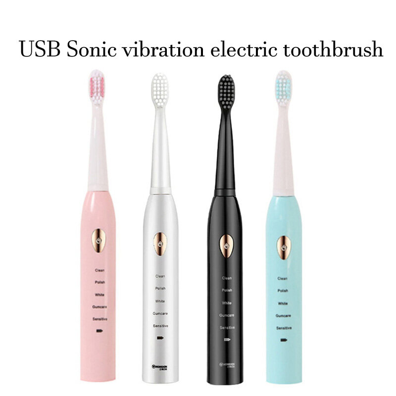 Spazzolino elettrico sonico ad ultrasuoni per spazzolini da denti ricaricabili per adulti spazzolino da denti sbiancante elettronico lavabile spazzola Timer
