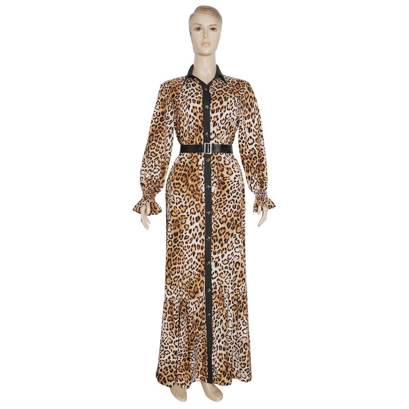 2023 Summer New African women's Plus-size Fashion Leopard Print abito monopetto in Chiffon 242 #