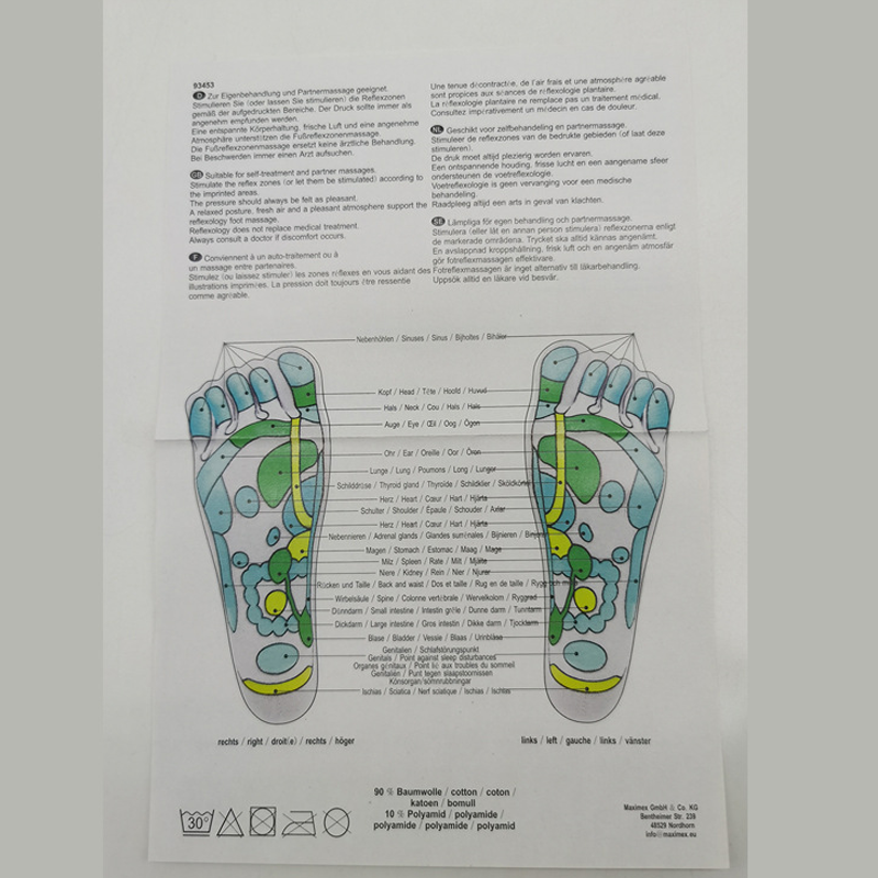 Vendita calda calzini per digitopressione fisioterapia massaggio allevia i piedi stanche calze per riflessologia calzini per piedi illustrazione inglese completa