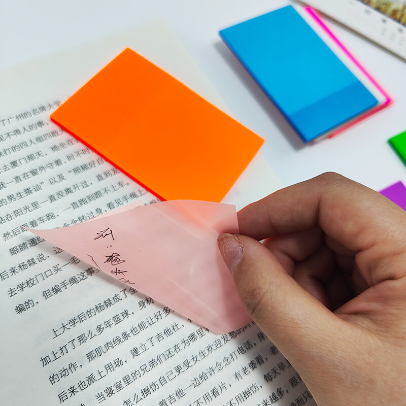 KindFuny-Bloc-notes autocollant transparent, 7 couleurs, résistant à l'eau, fournitures scolaires et de bureau