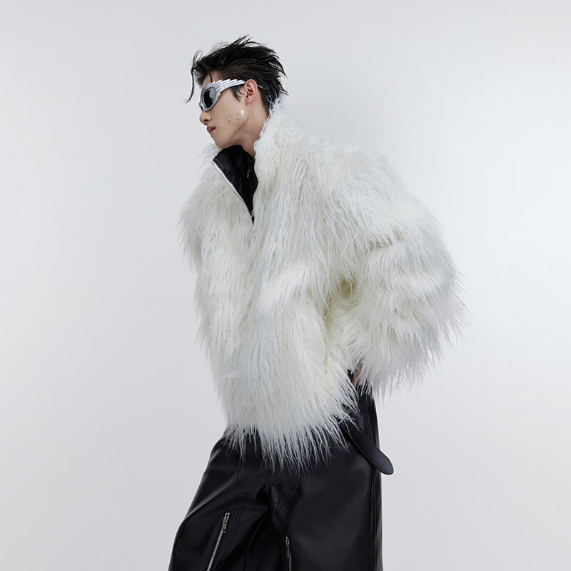Iefb-メンズの偽の革の毛皮のジャケット,防風性のある厚いコート,綿の衣類,男性のトレンド,秋冬,新しい,9c3054