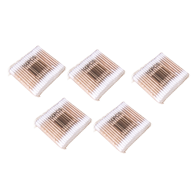 Bastoncillos de madera de 100 piezas, bastoncillos de algodón higiénicos de doble punta