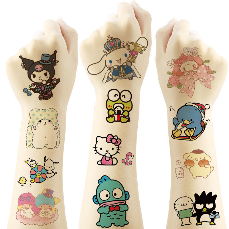 Новая наклейка-тату в виде кошки, татуировки Kuromi Mymelody, коричные наклейки, декоративные временные водонепроницаемые художественные татуировки
