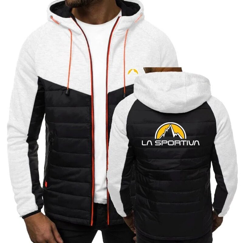 2024 spring and autumn menswear La Sportiva Logo printed street clothes casual fashion stitching warm cardigan zipper cotton-pad
