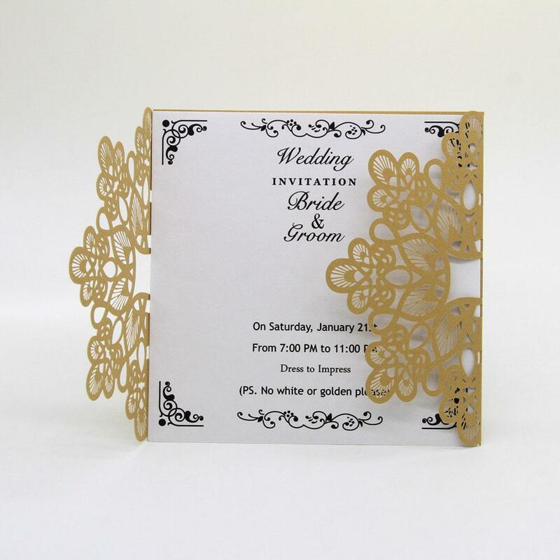 10pcs Elegant Wedding Invitation Cards Kits with Lace and Hollow Pattern Cardstock Insert Envelope Sticker