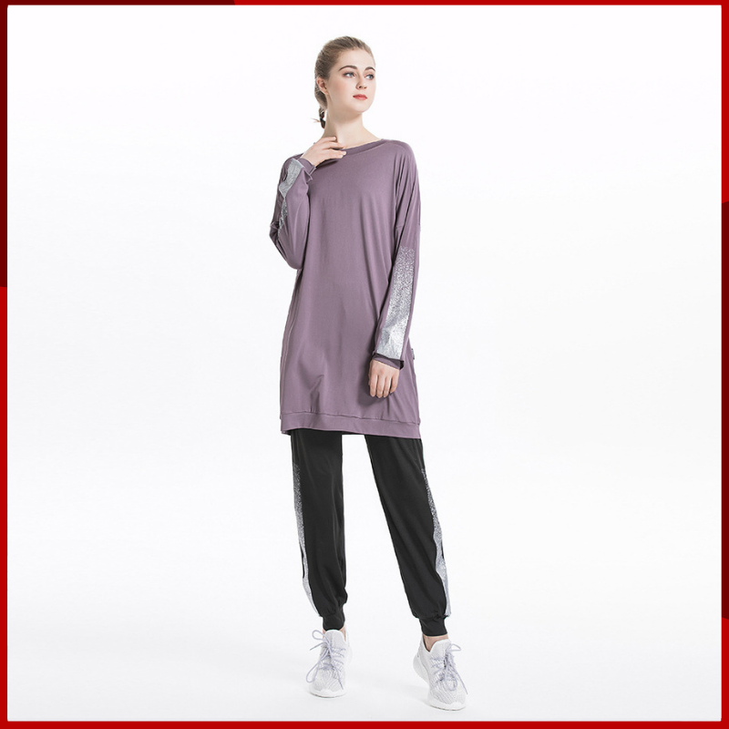 2024 Spot New Middle East Arab Loose Fitting Sportswear Hui East Asian Sports Casual Color Matching Round Neck Sports Sweater