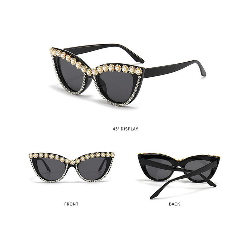 Gafas de sol de ojo de gato con diamantes de imitación para hombre y mujer, lentes de lujo de gran tamaño, a la moda