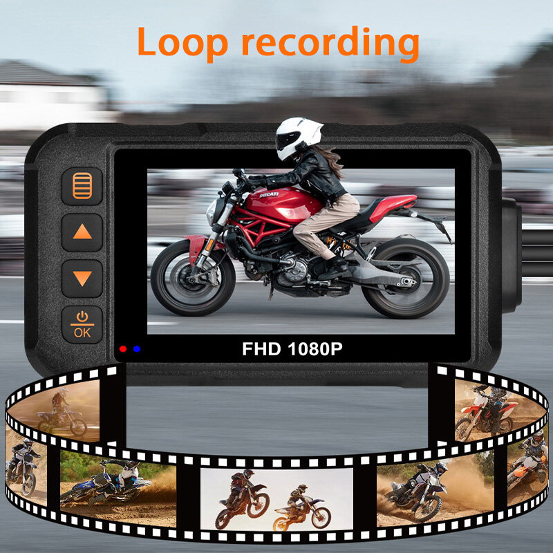 Cámara DVR impermeable para motocicleta, Dashcam frontal y trasera, grabadora de vídeo, caja de visión nocturna negra, 3 pulgadas