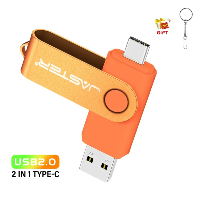 JASTER 블랙 플래시 드라이브, 256GB, 128GB, 회전 TYPE-C 펜드라이브, 64GB 방수 USB 2.0, 32GB, 16GB 플라스틱 메모리 스틱, 비즈니스 선물