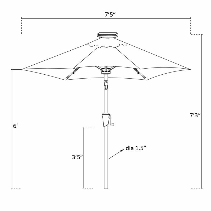 7.5 ft Outdoor Patio Market Table Umbrella with Tilt, Taupe