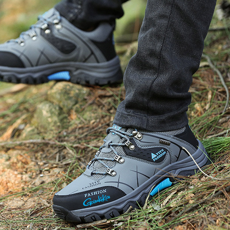 Sapatos masculinos de tamanho grande pesca ao ar livre caminhadas respirável sapatos Low-top Lace-up antiderrapante tênis de caminhada resistente ao desgaste dos homens
