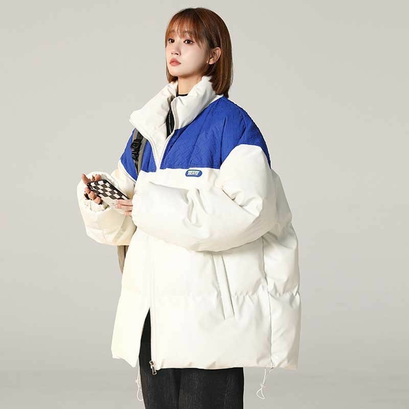 신제품 인조 가죽 면 자켓 여성용, 따뜻한 루즈핏 후드 파카 겉옷, 한국 스타일, 겨울