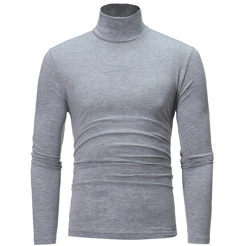 Мужское термальное длинное нижнее белье, повседневная Облегающая рубашка с высоким воротником, топы с длинным рукавом, пуловер, футболка, теплый пуловер, эластичная одежда