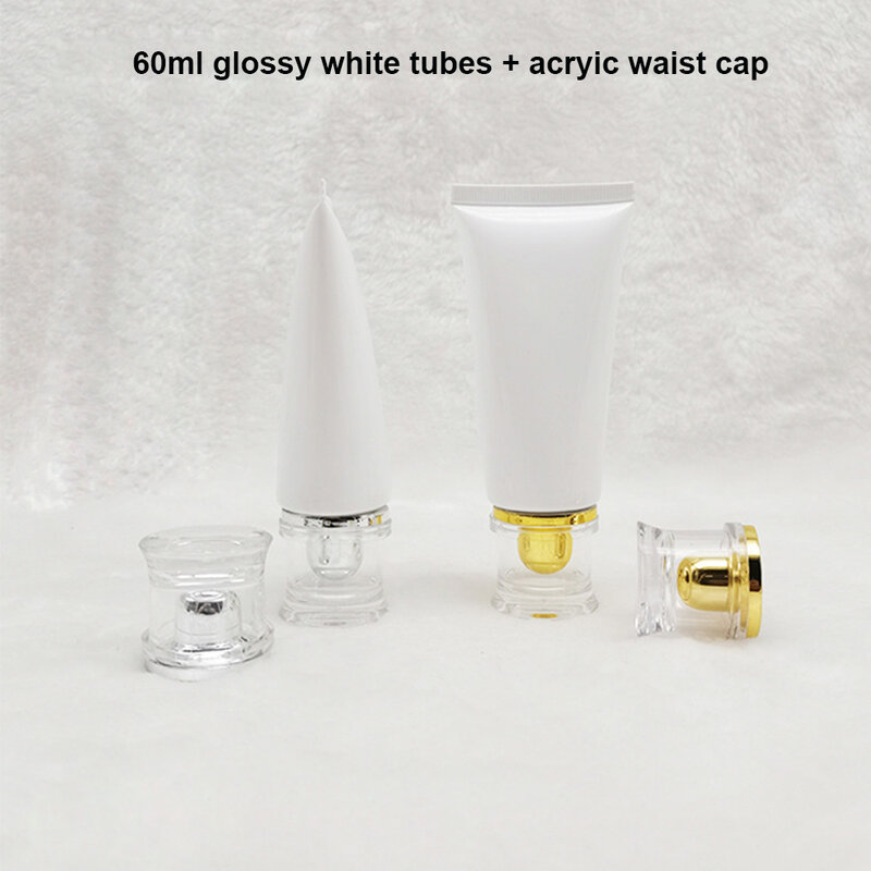 Tube souple en plastique blanc avec bouchon à vis rabattable, récipient de crème de gratitude africaine, bouteille de voyage cosmétique, vente en gros, 60ml, 2oz, 50 pièces
