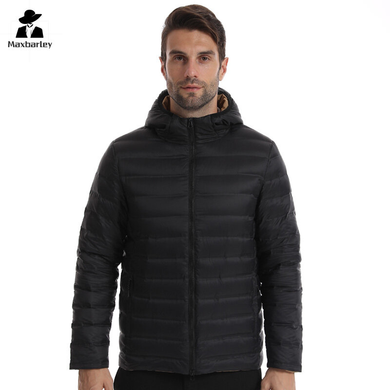 2023 New Winter Double-sided Wear Couple Lightweight Down Jacket High Quality 80 White Duck Jacket Men's Outdoor Ski Hooded Coat