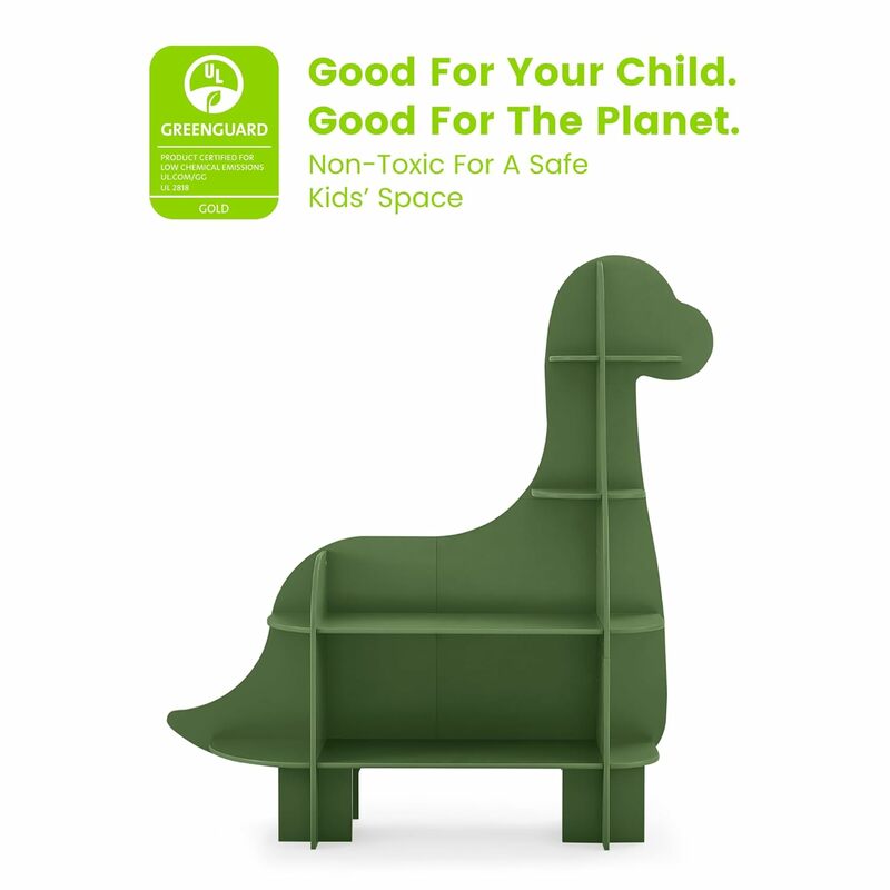 Dinosaurus Bookcase - Greenguard Gold bersertifikat, pakis hijau