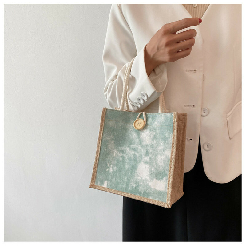핸드백 여성용 리넨 가방, 일본 소녀 손으로 들고 다니는 작은 숄더백, 도시락 가방, 패션
