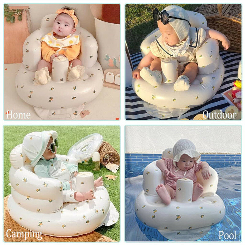 Asiento inflable para bebé con bomba de aire integrada, soporte para la espalda infantil, sofá para sentarse, silla portátil para Baby Shower, asiento de piso
