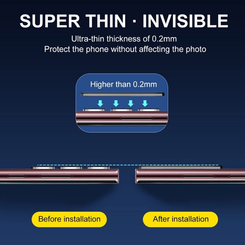 Прозрачная защитная пленка для объектива камеры Samsung Galaxy S24/S24Plus/S24Ultra с защитой от царапин