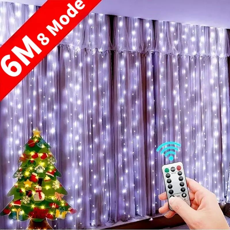 LED 스트링 조명 원격 제어 USB 웨딩 화환 커튼, 크리스마스 장식, 3M 램프, 휴일 침실 전구, 야외 요정