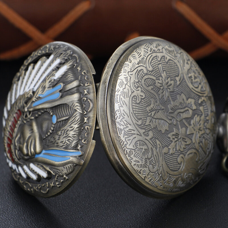 Polowanie plemię Chieftain kwarcowy wisiorek w kształcie zegarka kieszonkowego naszyjnik zegarek z łańcuszkiem brązowy Steam Punk uniwersalny prezent dla chłopców i dziewcząt
