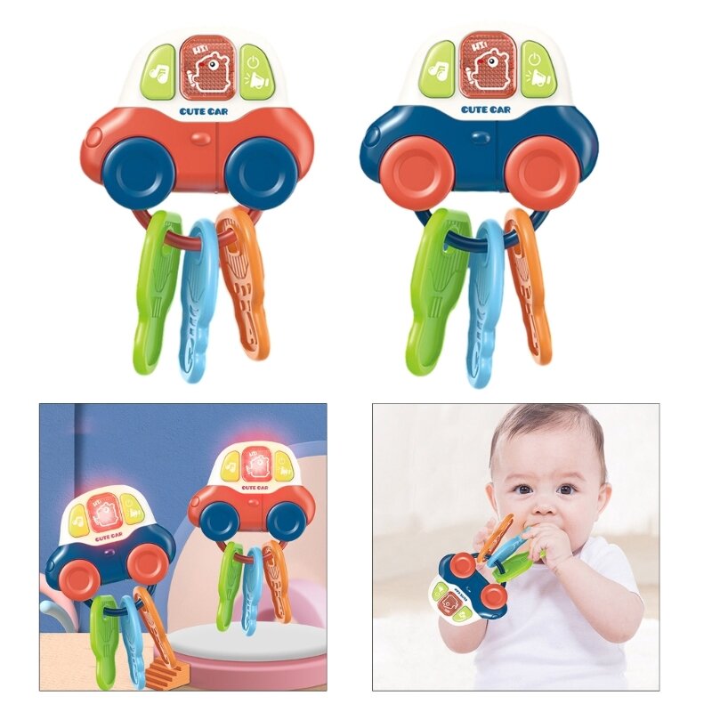 Music Car Rattle Teething Toy for Baby Cartoon Chewing Carkey Montessori Toy Dropship