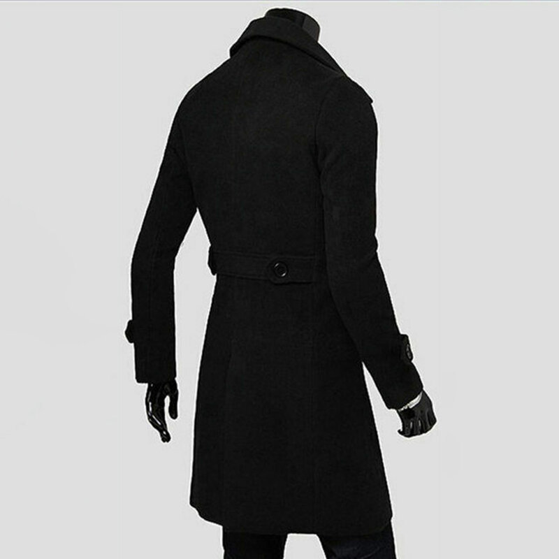 Куртка мужская приталенная двубортная, пальто с воротником на пуговицах, ветровка, теплая Повседневная Верхняя одежда, осень-зима